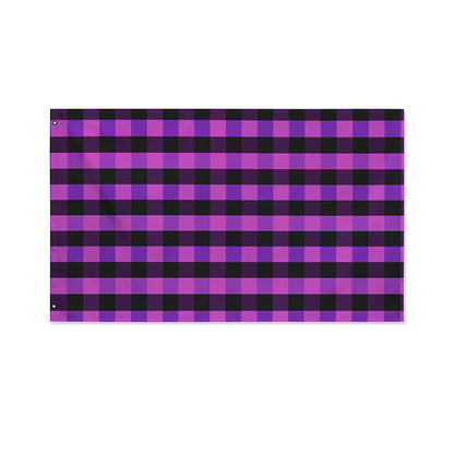 Dark Purple Check Pattern Print Polyester Flag