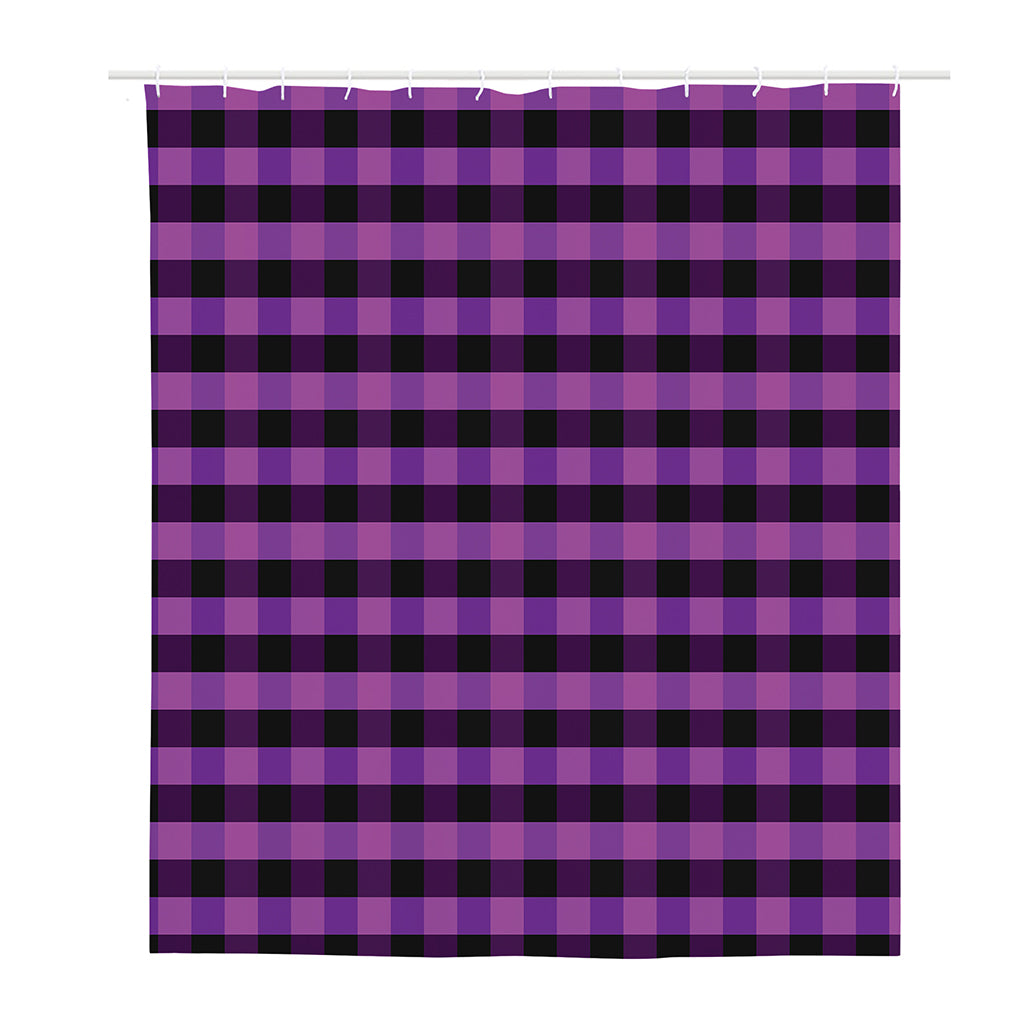 Dark Purple Check Pattern Print Polyester Shower Curtain