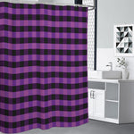 Dark Purple Check Pattern Print Premium Shower Curtain