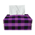 Dark Purple Check Pattern Print Rectangle Tissue Box Cover