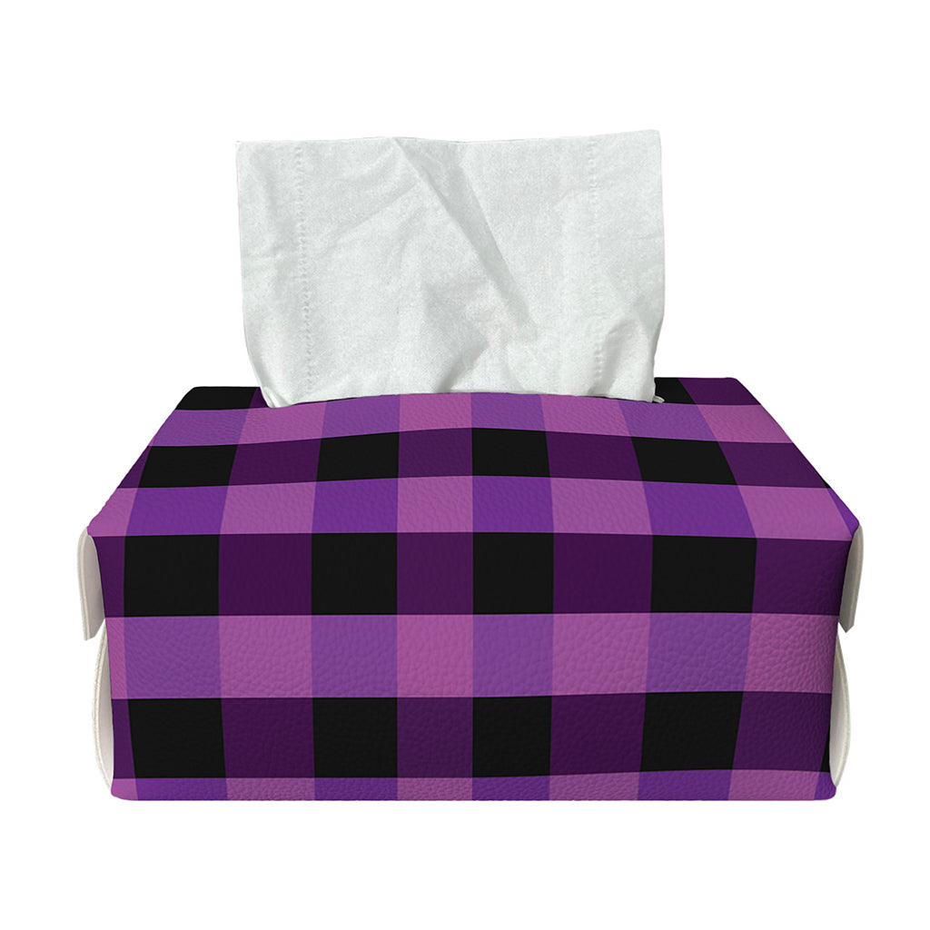 Dark Purple Check Pattern Print Rectangle Tissue Box Cover