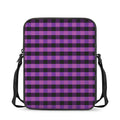 Dark Purple Check Pattern Print Rectangular Crossbody Bag