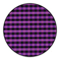 Dark Purple Check Pattern Print Round Floor Mat