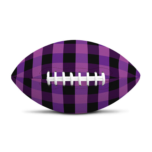 Dark Purple Check Pattern Print Rugby Ball