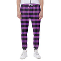 Dark Purple Check Pattern Print Joggers