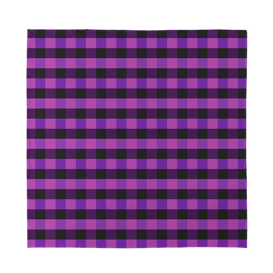 Dark Purple Check Pattern Print Silk Bandana