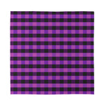 Dark Purple Check Pattern Print Silk Bandana