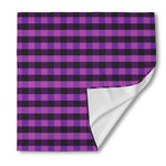 Dark Purple Check Pattern Print Silk Bandana