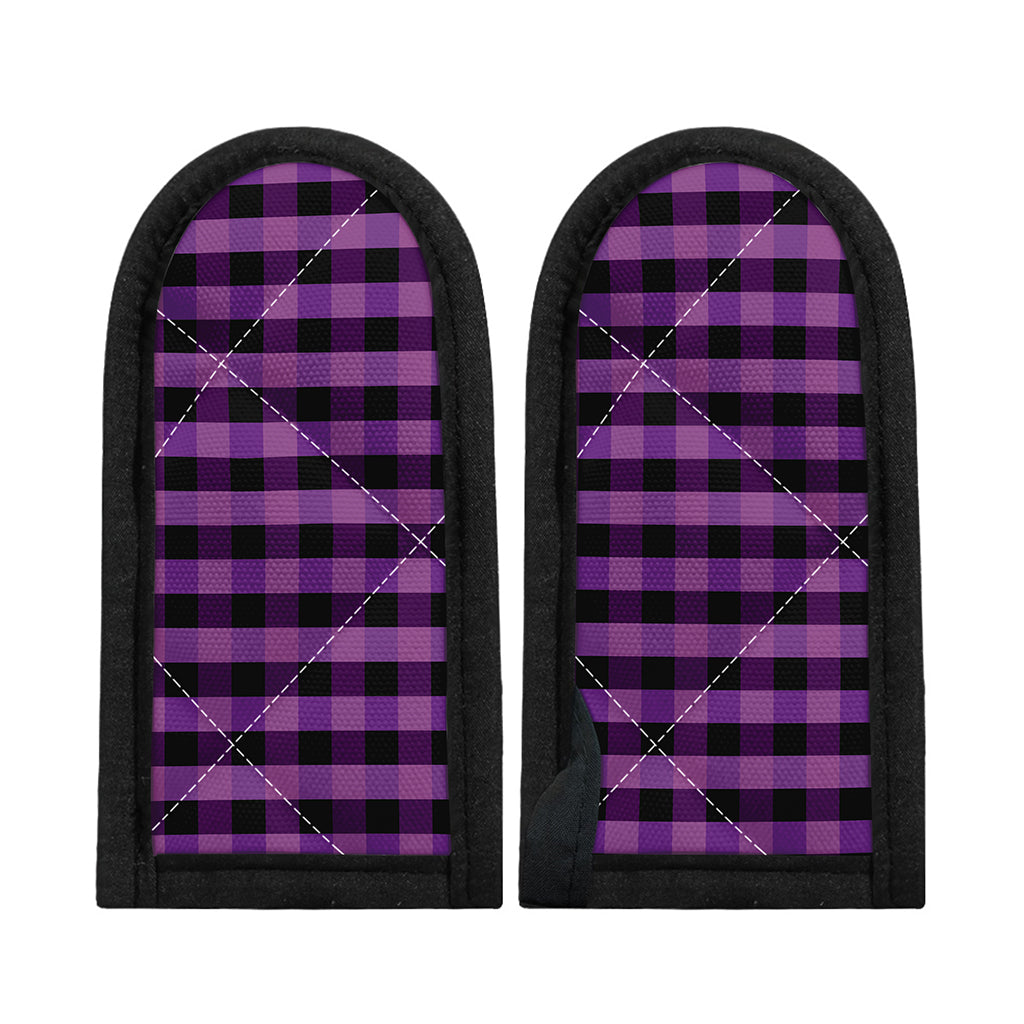 Dark Purple Check Pattern Print Skillet Handle Cover