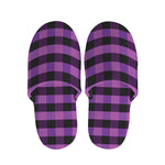 Dark Purple Check Pattern Print Slippers