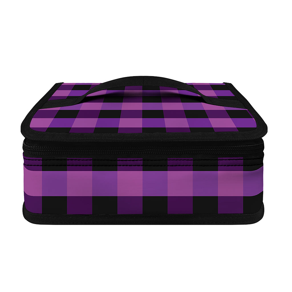 Dark Purple Check Pattern Print Small Lunch Bag