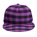 Dark Purple Check Pattern Print Snapback Cap