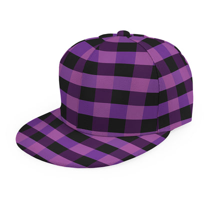Dark Purple Check Pattern Print Snapback Cap