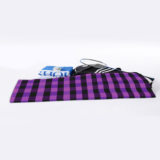 Dark Purple Check Pattern Print Sports Towel