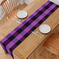 Dark Purple Check Pattern Print Table Runner