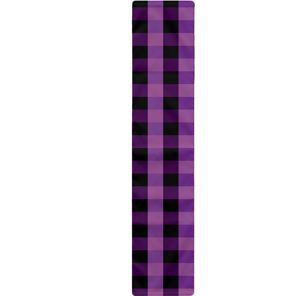 Dark Purple Check Pattern Print Table Runner