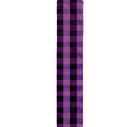 Dark Purple Check Pattern Print Table Runner