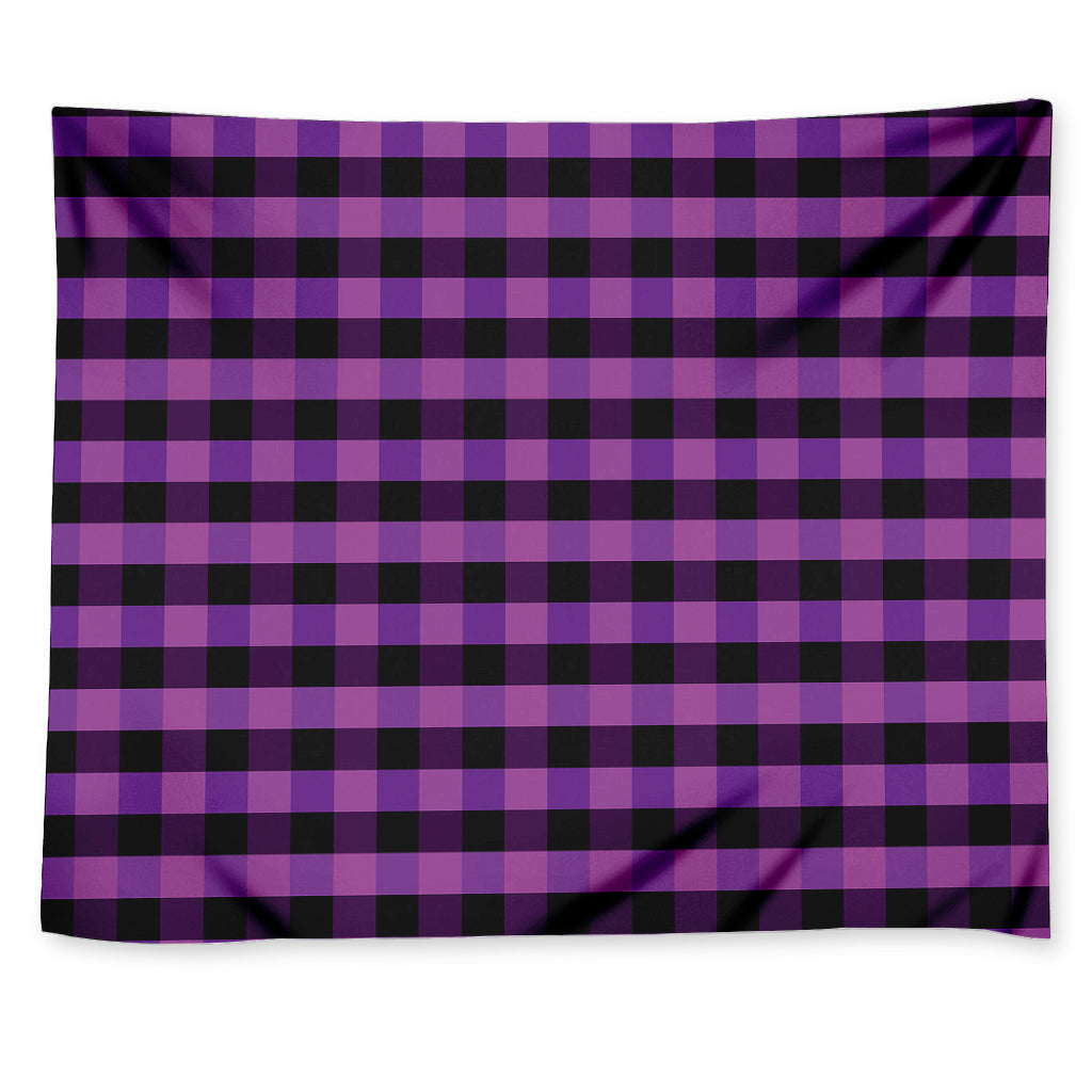 Dark Purple Check Pattern Print Tapestry