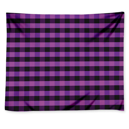 Dark Purple Check Pattern Print Tapestry