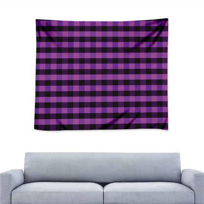 Dark Purple Check Pattern Print Tapestry