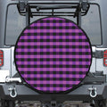 Dark Purple Check Pattern Print Tire Cover