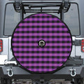 Dark Purple Check Pattern Print Tire Cover With Camera Hole