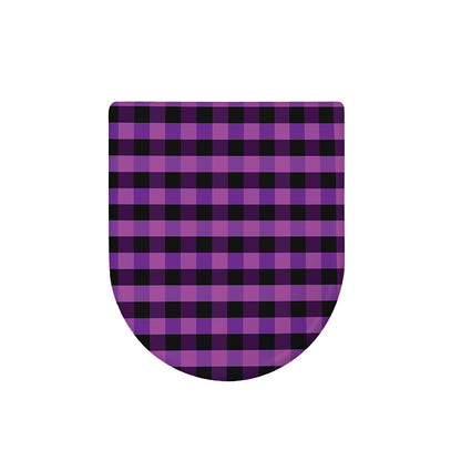 Dark Purple Check Pattern Print Toilet Lid Cover