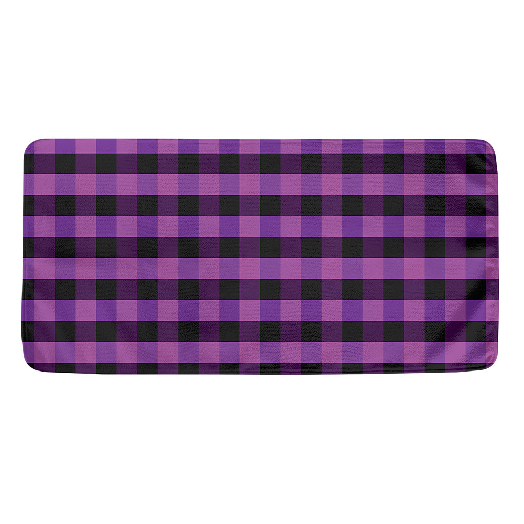 Dark Purple Check Pattern Print Towel