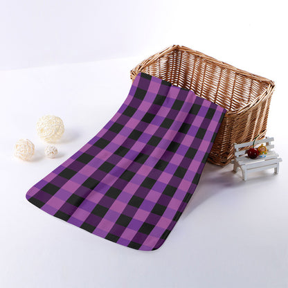 Dark Purple Check Pattern Print Towel