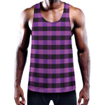 Dark Purple Check Pattern Print Training Tank Top