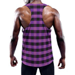 Dark Purple Check Pattern Print Training Tank Top