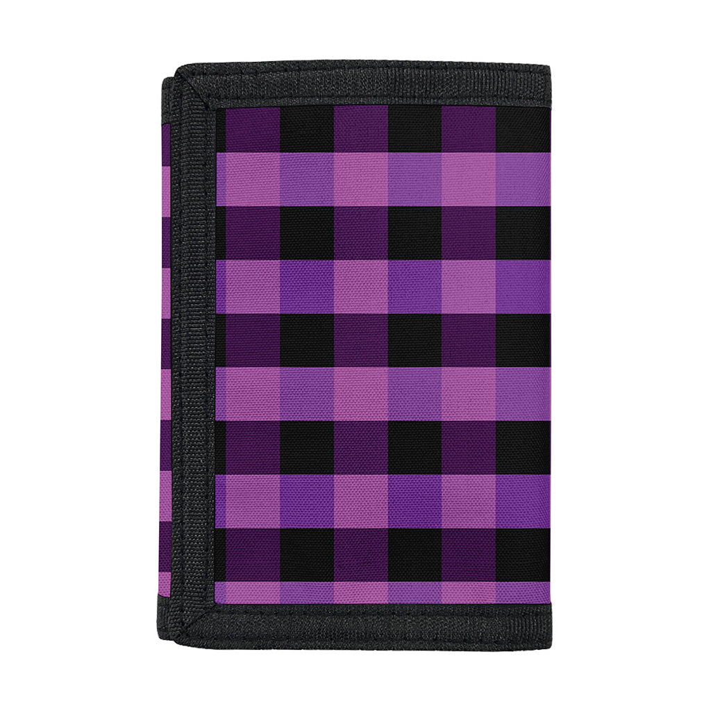 Dark Purple Check Pattern Print Trifold Wallet