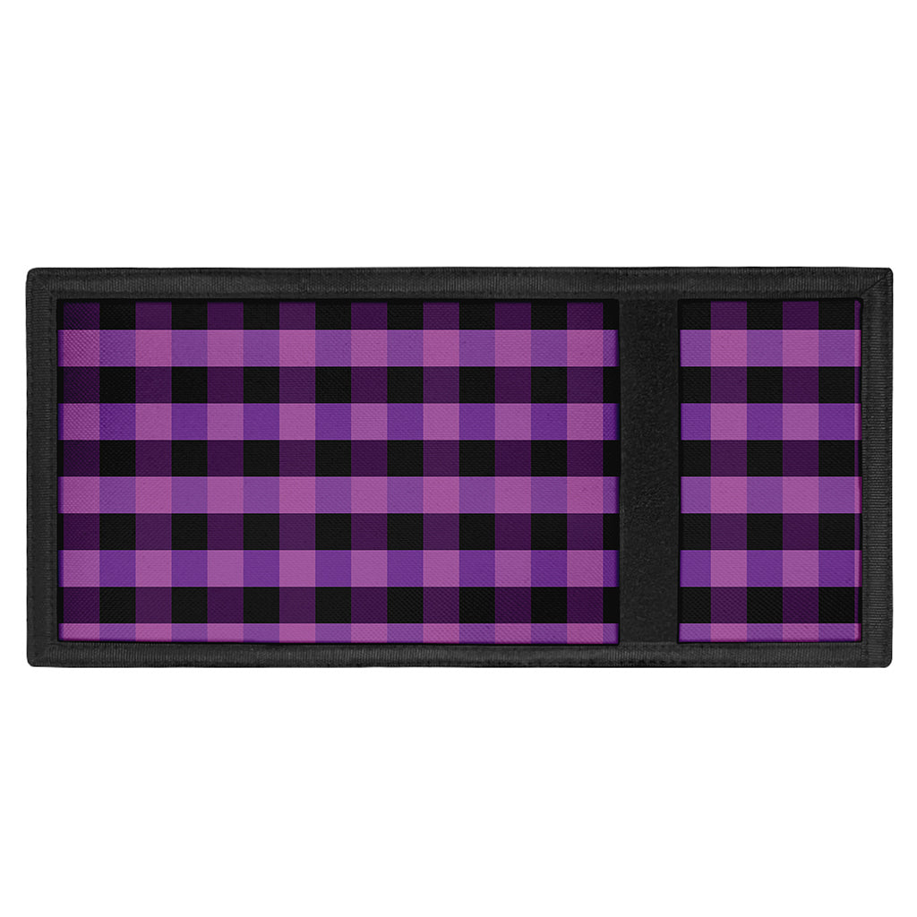Dark Purple Check Pattern Print Trifold Wallet