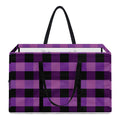 Dark Purple Check Pattern Print Utility Tote Bag