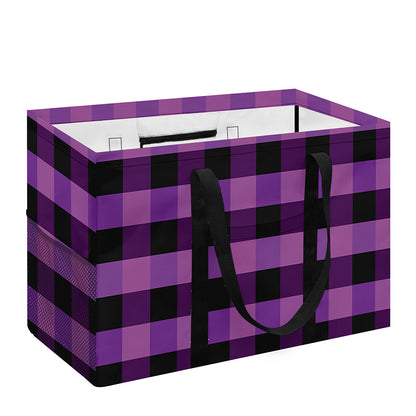 Dark Purple Check Pattern Print Utility Tote Bag