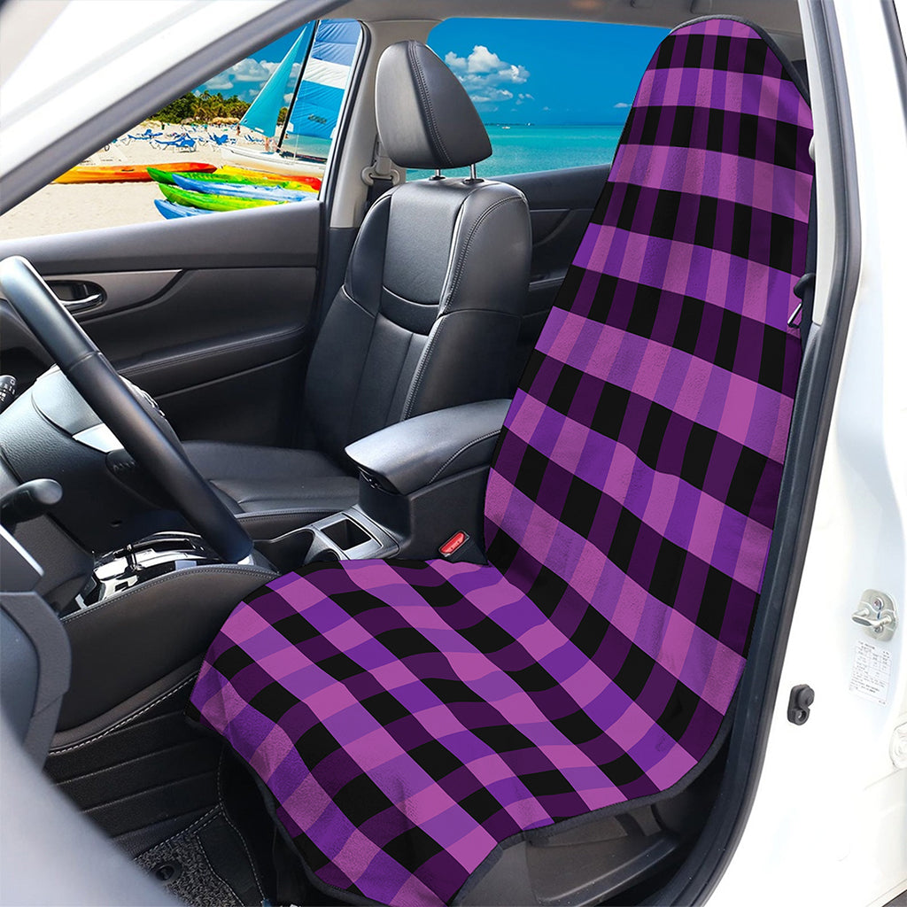 Dark Purple Check Pattern Print Waterproof Car Seat Cover
