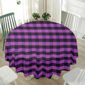 Dark Purple Check Pattern Print Waterproof Round Tablecloth