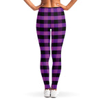 Dark Purple Check Pattern Print Women's Leggings