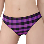 Dark Purple Check Pattern Print Women's Panties