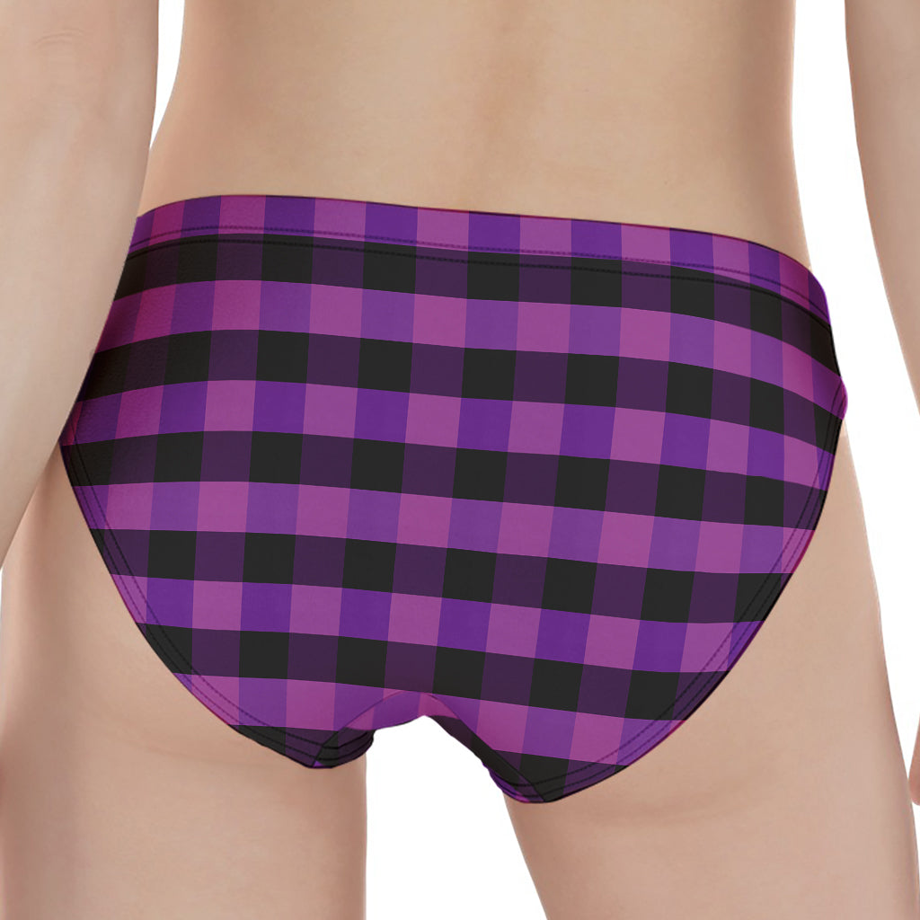 Dark Purple Check Pattern Print Women's Panties