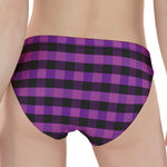 Dark Purple Check Pattern Print Women's Panties