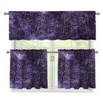Dark Purple Cosmos Galaxy Space Print 3 Piece Kitchen Curtains