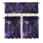 Dark Purple Cosmos Galaxy Space Print 3 Piece Kitchen Curtains