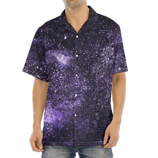 Dark Purple Cosmos Galaxy Space Print Aloha Shirt