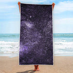 Dark Purple Cosmos Galaxy Space Print Beach Towel