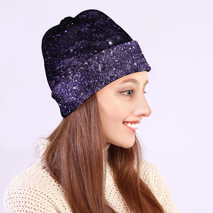 Dark Purple Cosmos Galaxy Space Print Beanie