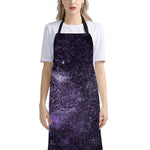 Dark Purple Cosmos Galaxy Space Print Bib Apron With Pocket