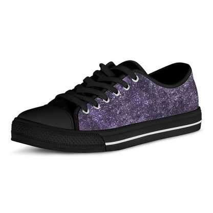 Dark Purple Cosmos Galaxy Space Print Black Low Top Sneakers