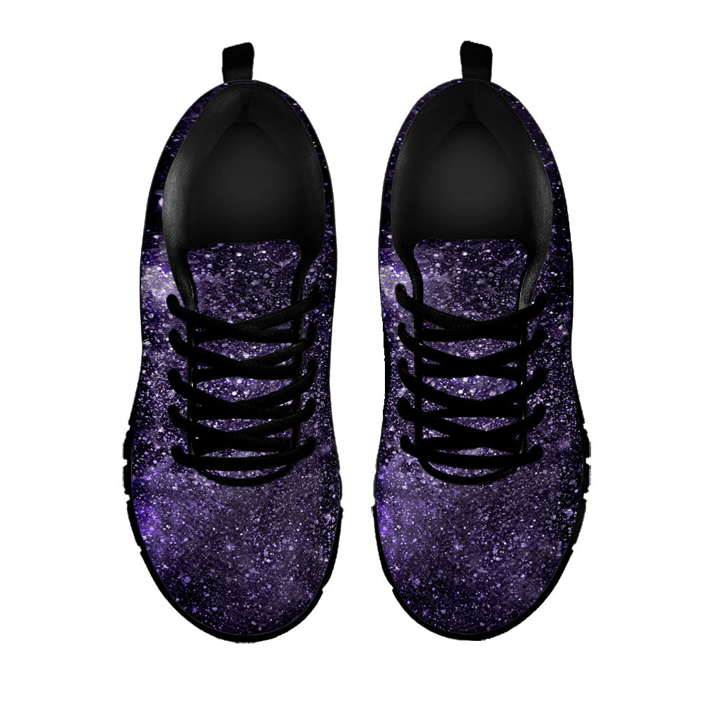 Dark Purple Cosmos Galaxy Space Print Black Running Shoes