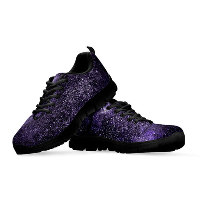 Dark Purple Cosmos Galaxy Space Print Black Running Shoes